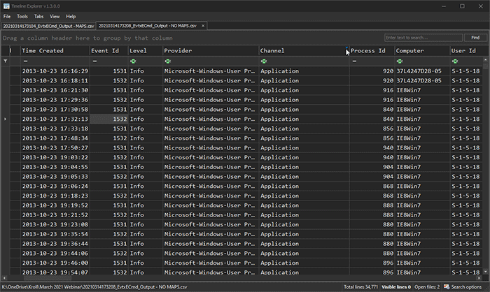 KAPE Event log analysis